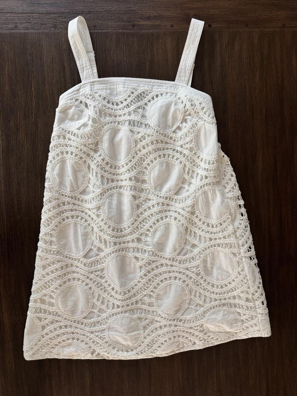 Strut & Bolt Crochet Dress Womens Small White Mini Resort Wolf & Badger